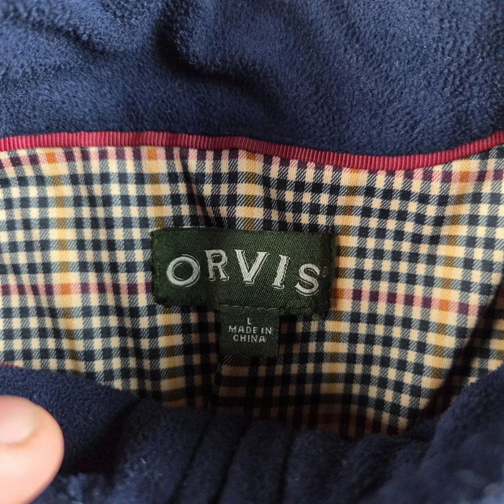Orvis Jacket Mens Large Navy Blue Wool Shooting Hunting Full‎ Zip Bomber